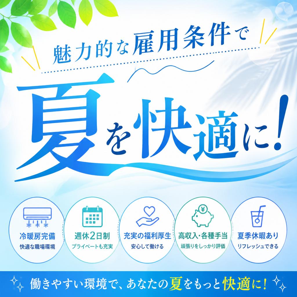 魅力的な雇用条件で夏を快適に！