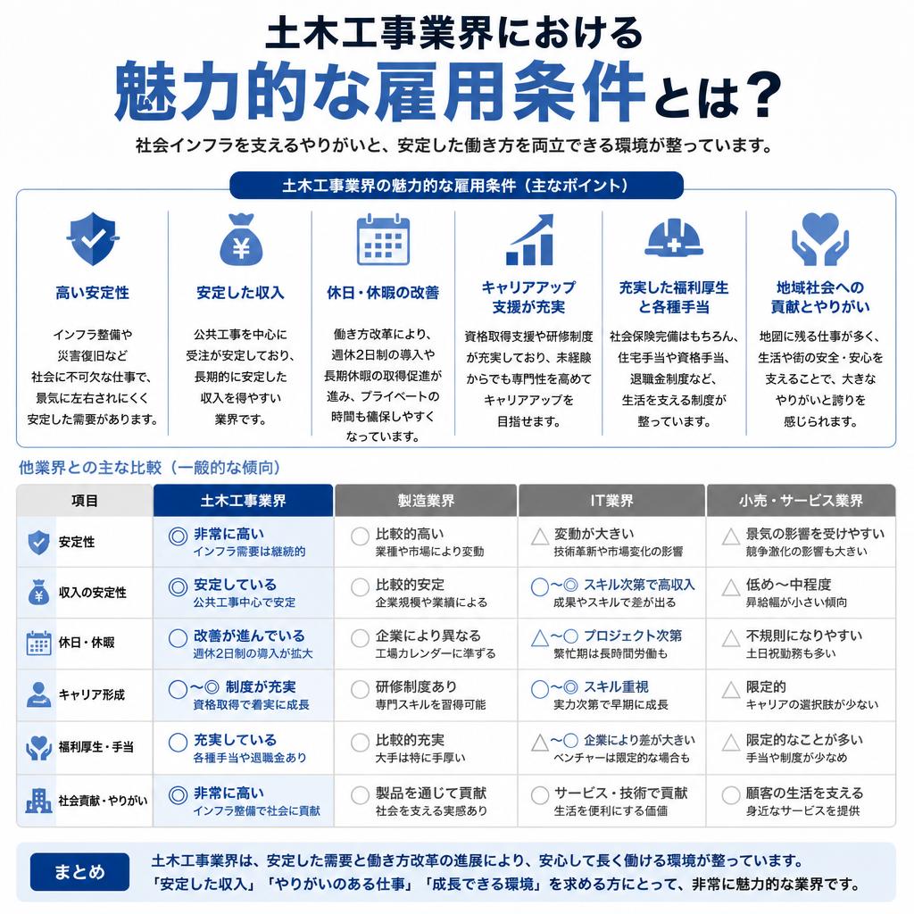 2. 魅力的な雇用条件で選ばれる土木工事